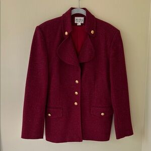 Elegant Burgundy Blazer with Gold Accents